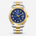 Crist Royal Blue Steel Watch with blue dial and diamond accents on a white background