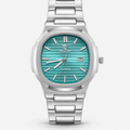 Crist Steel Classic Watch with a turquoise face on a white background