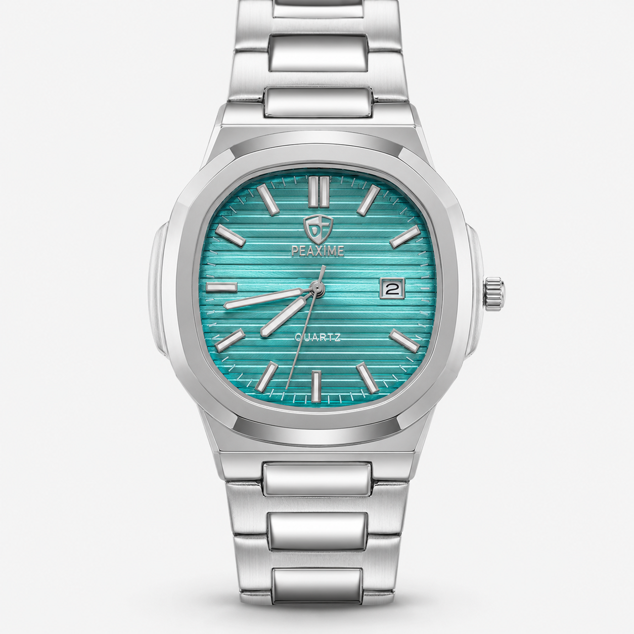 Crist Steel Classic Watch with a turquoise face on a white background